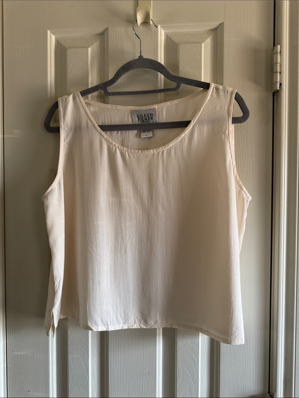 Eileen Fisher Cream Sleeveless Silk Top